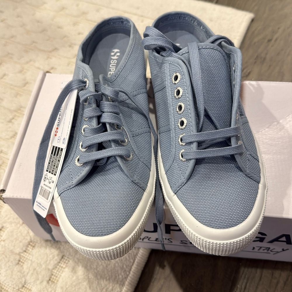 Superga Slip On Cotu Light Blue Sneakers - Womens 8.5 Canvas/Rubber